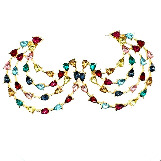 Fashion Multi Color Statement Earrings For Sale In Los Angeles - Image 6 of 8