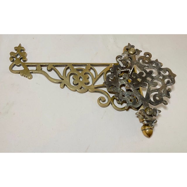 Large Antique 18th Century Handmade Brass Pivoting Wall Mount Hat Coat Rack Hook For Sale - Image 10 of 12