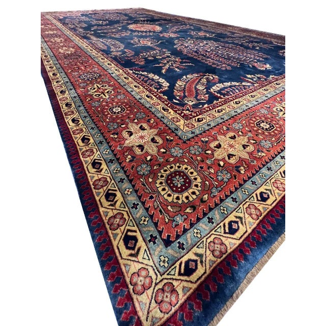 2020s Navy Blue Fine Hand Knotted Sarouk Mohajran Design 10' X 17' For Sale - Image 10 of 13