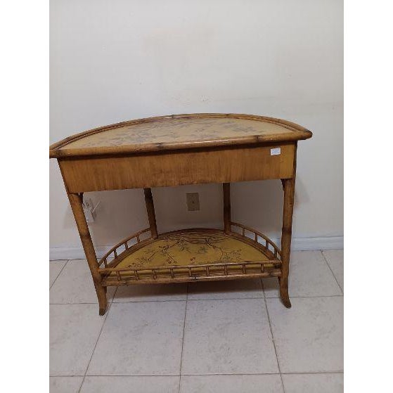 Chinoiserie Vintage Faux Bamboo Console Table Hand Painted Chinoiserie Maitland Smith For Sale - Image 3 of 8