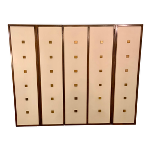 1950s Walnut, Leather & Brass Wall Cabinet by Bert England for Johnson Furniture