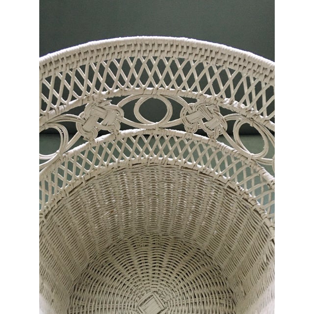 Vintage White Wickerwork Wastepaper Basket For Sale - Image 9 of 13
