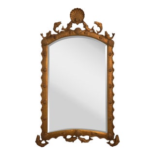 Carvers Guild Martha's Vineyard Fish Carved Gold Frame Mirror For Sale