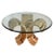 Maitland Smith Tessellated Travertine with Brass Accents Dining Table Base Round 3-tiered Glass Top