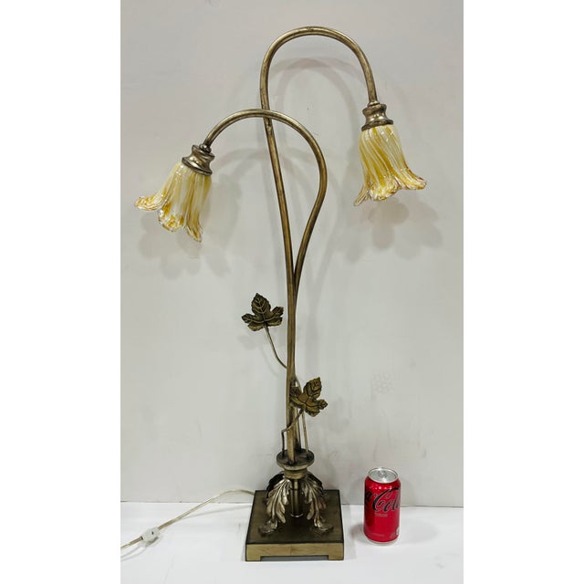 Currey & Company Currey & Co. Transitional Glass Tulip Table Lamp For Sale - Image 4 of 7