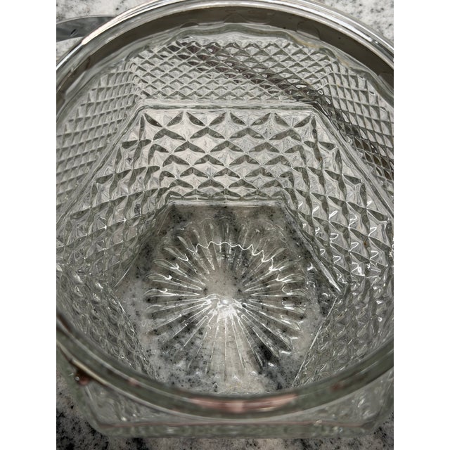 Transparent Vintage Anchor Hocking Wexford Covered Glass Ice Bucket With Metal Handle For Sale - Image 8 of 9