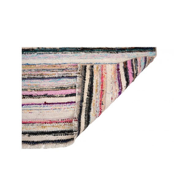 Mid-Century Modern Mini Vintage Striped Rag Rug - 2`4″ X 2`7″ For Sale - Image 3 of 3