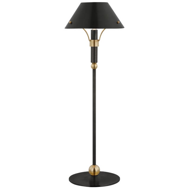 Turlington Medium Table Lamp in Bronze and Hand-Rubbed Antique Brass with Bronze Shade Designer: Thomas O'Brien Height:...