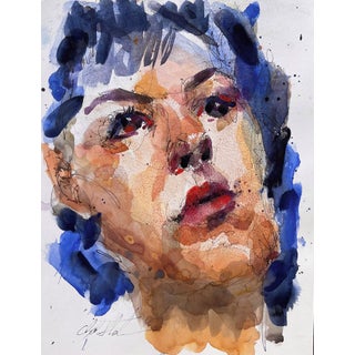 Untitled 6 by Clyde Steadman | Watercolor on paper portrait of a woman's face For Sale