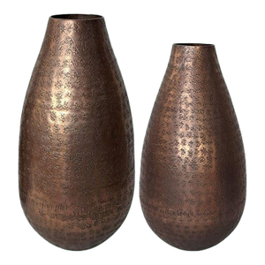 Torre & Tagus Talis Hammered Vases Set of 2 Copper Aluminum Teardrop 15"/13"