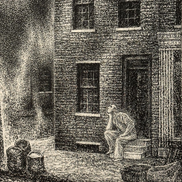 Modern Richard Hood (1910-1995) - Futurist Man and the Moon, Signed (Etching, 1938)/Expressionist For Sale - Image 3 of 5