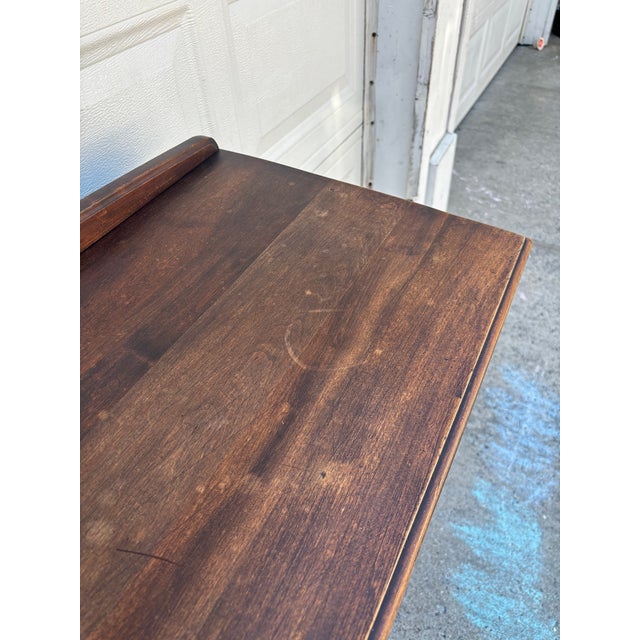 Brown Vintage Cabinet | Server Sideboard | Early American Style Bar Cabinet | Entryway Storage Console For Sale - Image 8 of 10