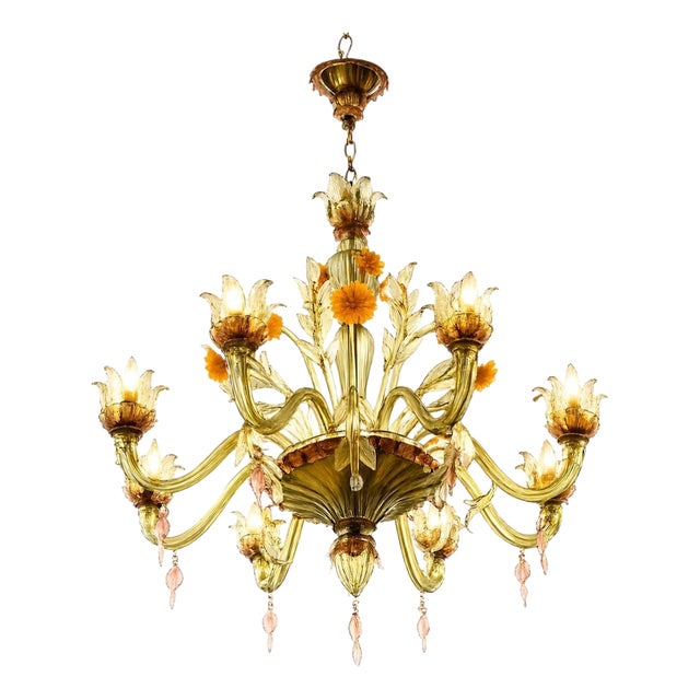 Murano Glass Chandelier, 1950s For Sale