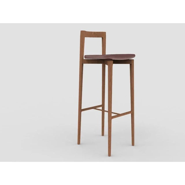 Not Yet Made - Made To Order Modern Linea 625 Grey Bar Chair in Red Leather and Wood by Collector Studio For Sale - Image 5 of 5