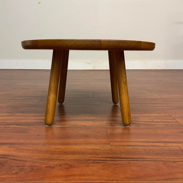 Mid-Century Modern Vintage Solid Oak Round Coffee Table For Sale - Image 3 of 8