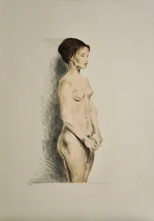 1980s Raphael Soyer Nude Woman Color Print