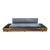 Mid Century Modern Modular Sofa With Walnut and Leather Side Tables For Sale