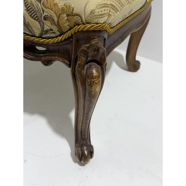 Small Louis XV Style Armchairs in Curved Carved Wood with Floral Fabric, 1940s, Set of 2 For Sale - Image 6 of 10