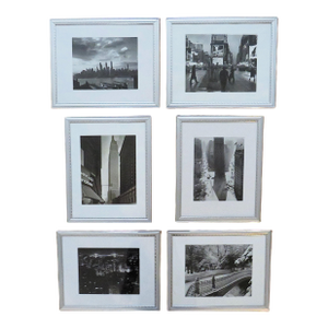 Set of 6 B & W Photo Prints of New York City Iconic Landmarks Framed