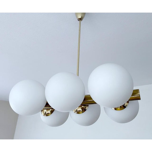 Vintage Glass Globe Pendant Light in the style of Stilnovo, 1950s For Sale - Image 17 of 18