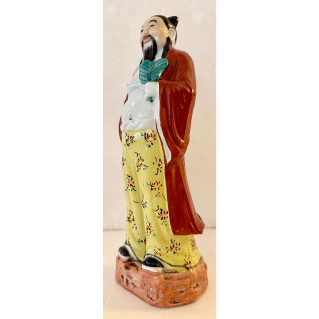 1940s Vintage Chinese Taoist Porcelain Sculpture For Sale - Image 5 of 6