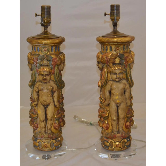 Early 20th Century Parcel-gilt Molded Plaster Table Lamps - a Pair For Sale - Image 5 of 5