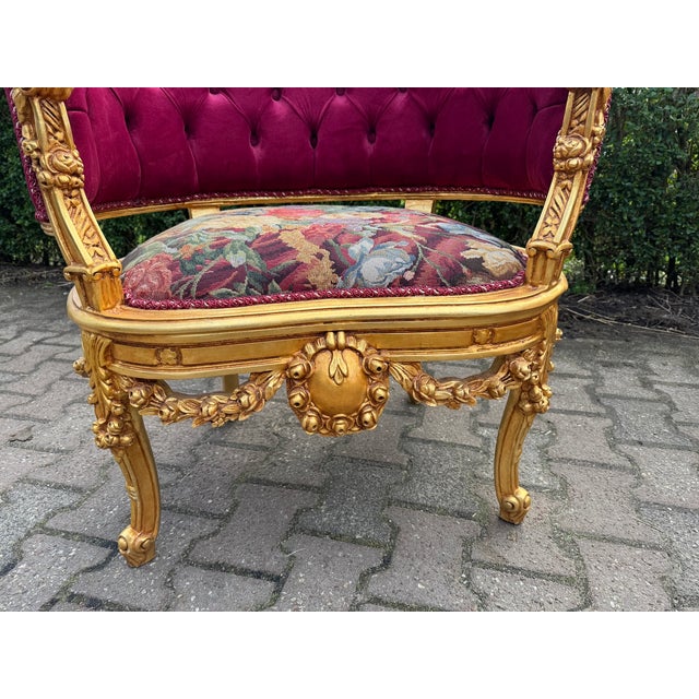 1970 French Louis XVI Gold Beech Velvet Sofa Set 3pc For Sale - Image 14 of 18