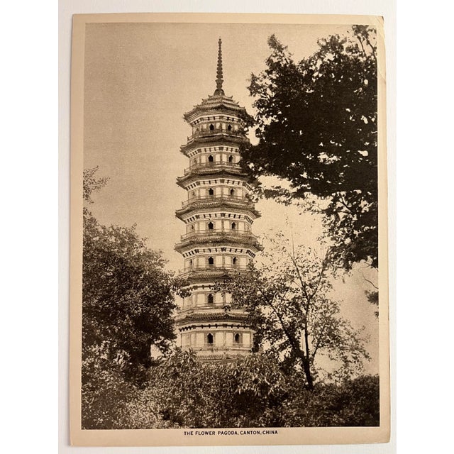 1915 Set of two marvelous images of Canton and Manchuria, China, for matting and framing. Soft off white paper. Sepia-...