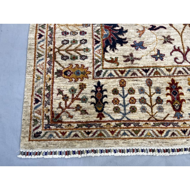 Beige Sultani Persian-Style Floral Natural Dye Wool Area Rug, 8'2" X 9'9" For Sale - Image 12 of 16