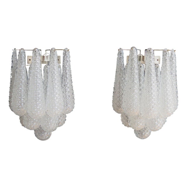 Vintage Glass Petals Drop Wall Sconces, 1990s, Set of 2 For Sale