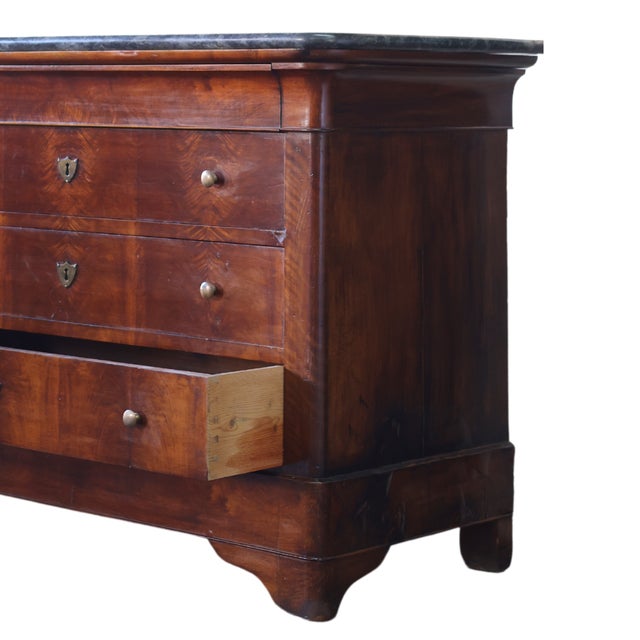 French 19th Century Louis Philippe Chest With Grey Marble Top For Sale - Image 3 of 8
