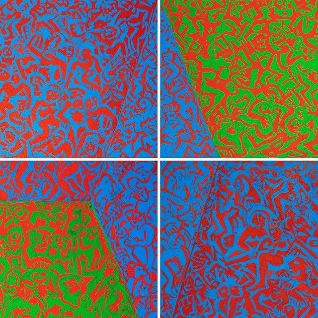 'Abstract Polyptych, 1984', Neo-Expressionist German School, Extra Large, Oversized, 79" X 79" For Sale In Monterey, CA - Image 6 of 18