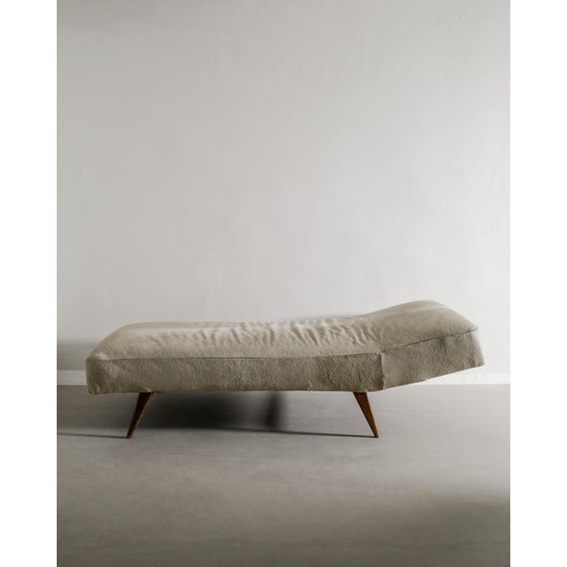 Wood Swedish Mid-Century Wooden Daybed in Stained Teak and Beige Hide Upholstery, 1960s For Sale - Image 7 of 7