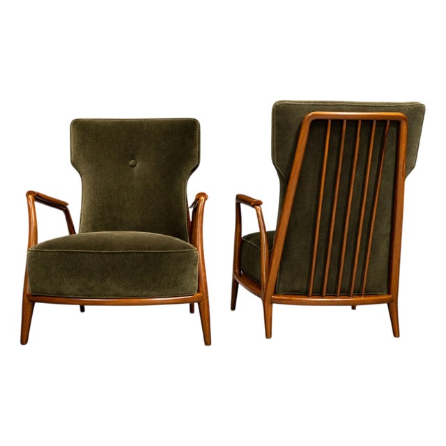 Pair of Armchairs in Pau Marfim & Olive Green Mohair, Giuseppe Scapinelli, Brazil, 1950s — Lot 196-584 For Sale