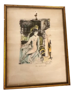 Emilio Grau Sala, Composition, Lavis and Pencil Drawing, 1950s, Framed