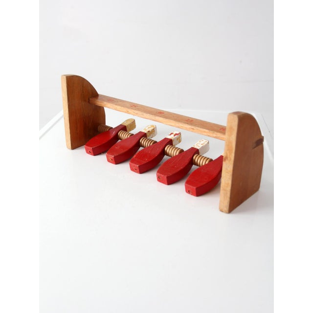 Brown Mid-Century Wooden Tabletop Bowling Game For Sale - Image 8 of 13