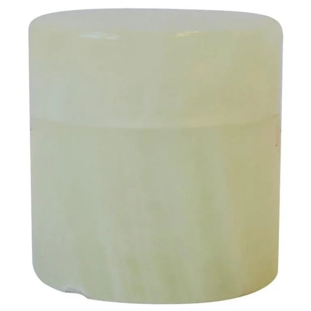 Italian White Onyx Marble Round Box For Sale - Image 12 of 12