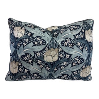 Gp & J Baker "Tulips and Jasmine" Linen Print With Velvet Back Lumbar Pillow, 14" X 20" For Sale