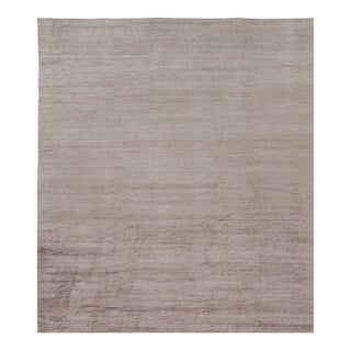 Rug & Kilim’s Oversized Modern Textural Rug in Brown, White and Beige Striae - 14x16 For Sale