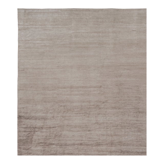 Rug & Kilim’s Oversized Modern Textural Rug in Brown, White and Beige Striae - 14x16 For Sale