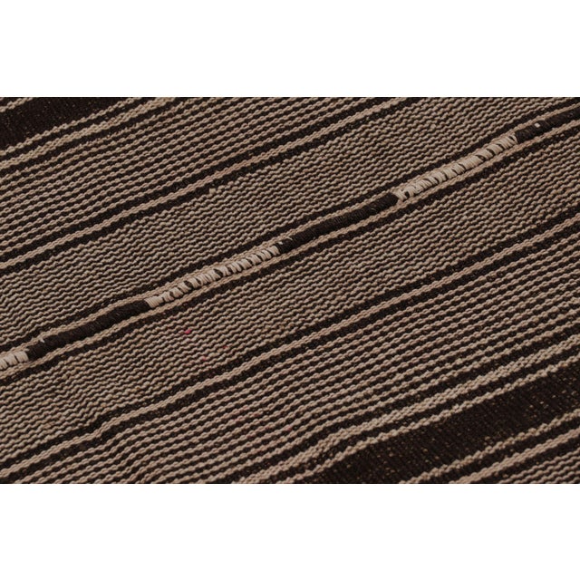 Beige Vintage Persian Kilim, Brown and Beige Geometric Striped Patterns - Rug & Kilim For Sale - Image 8 of 9