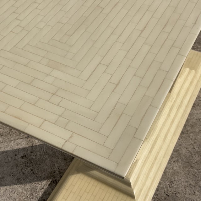 Vintage Boho Tessellated Bone Console Table For Sale - Image 9 of 10