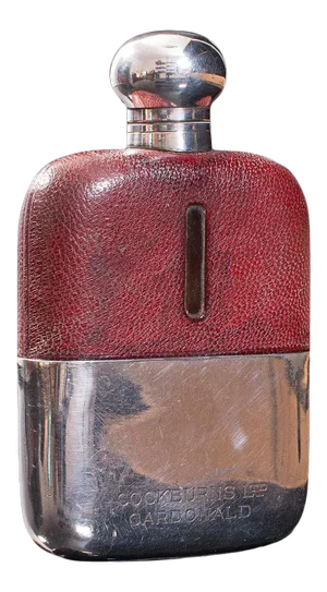 1920s Antique Silverplate & Leather Hip Flask
