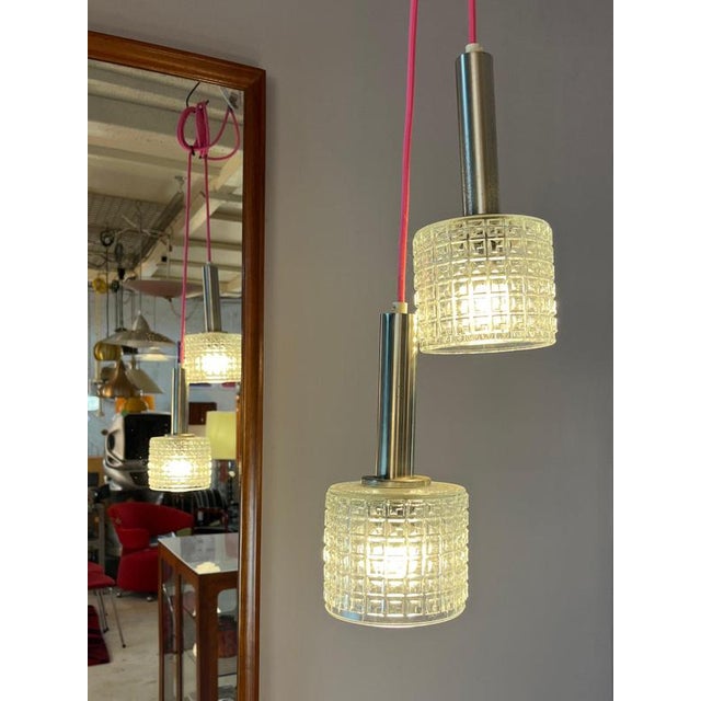Hanging Lamp in Glass & Chrome For Sale - Image 4 of 11