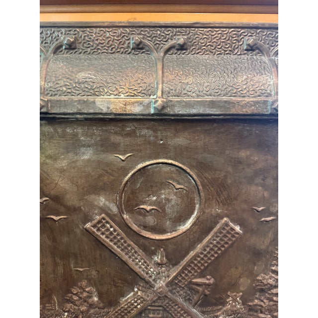 1900 - 1909 Antique Embossed Fireplace Summer Cover, Windmill Scene, Bronze-Tone Metal For Sale - Image 5 of 13