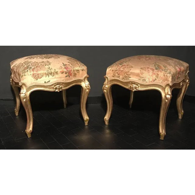 Giltwood Stools, Italy, 19th-Century, Set of 4 For Sale - Image 3 of 9