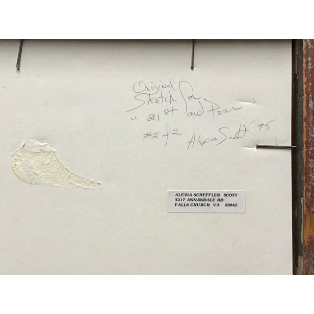 Drawing/Sketching Materials Lot of 2 Vintage Original Sketch Drawings by Alexia Scott, American Artist, 1995 For Sale - Image 7 of 9