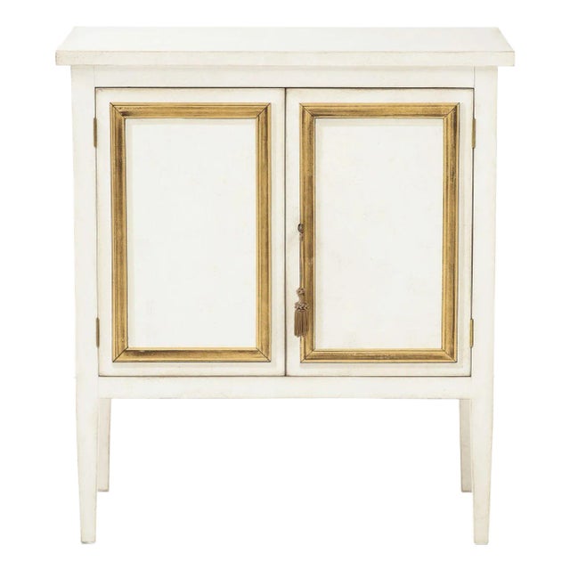 Handpainted Ivory and Gold Trompe l'Oeil Cabinet or Nightstand, 21st C. For Sale