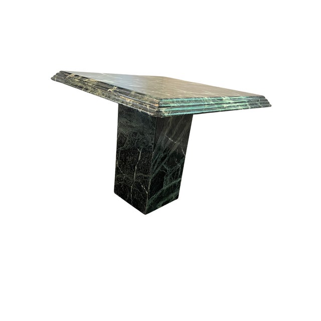 1970s Vintage Green Marble Pedestal Table - Sculptural Stone Side Table / End Table For Sale - Image 5 of 7