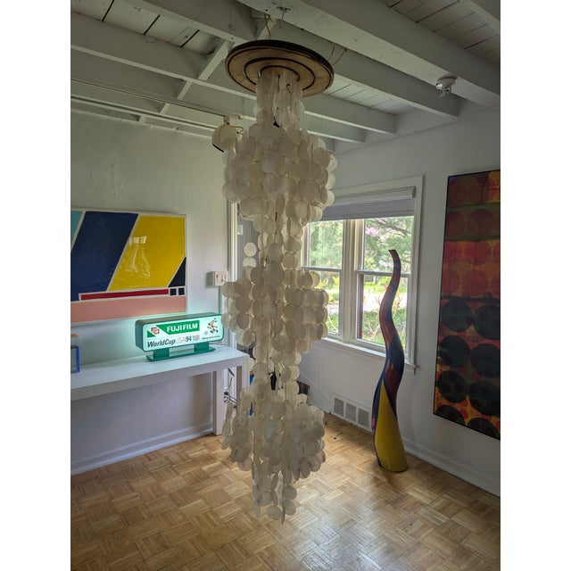 Vintage Capiz Shell Chandelier For Sale In Chicago - Image 6 of 8